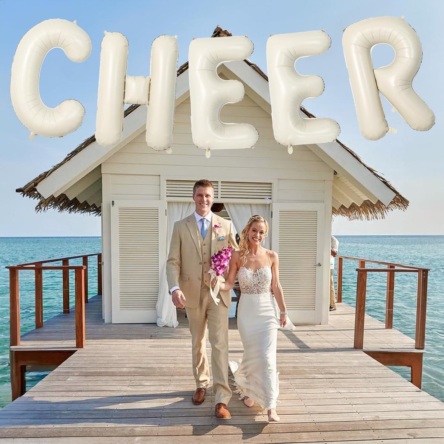 Big Letters Balloon E, 40 Inch Cream White Sand Helium Mylar Alphabet for Customizing Name, Self Inflating Beige Foil Custom Letter for Girls Birthday Party Baby Shower Decoration