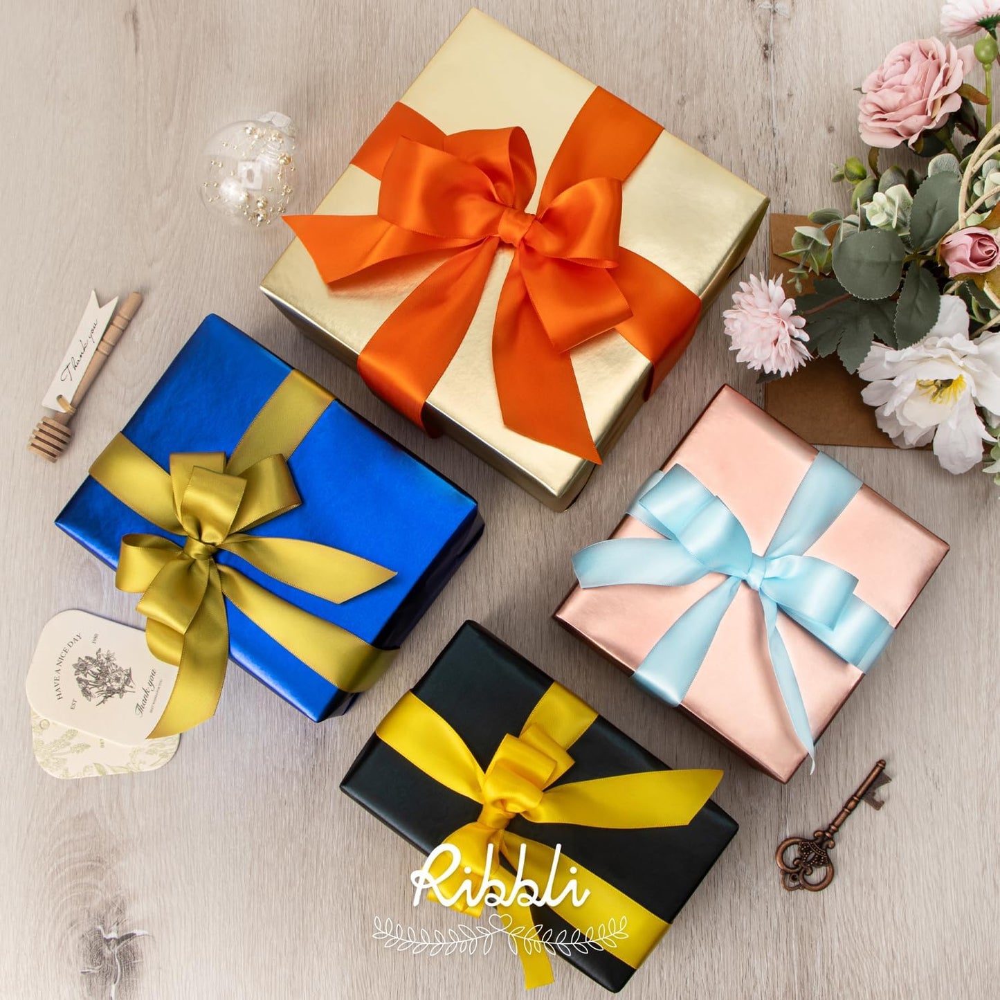 Ribbli Torrid Orange Double Faced Satin Ribbon,1” x Continuous 25 Yards,Use for Craft Bows Bouquet, Gift Wrapping, Wedding Decoration, Floral Arrangement