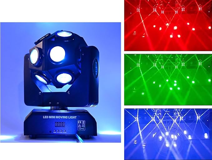 Moving Head Stage Light RGBW 12LED Lights Rotating Beam Stage Uplighting Lights for Events Sound Activated DMX512 Light for DJ KTV Disco Party Wedding Concert Christmas Festival