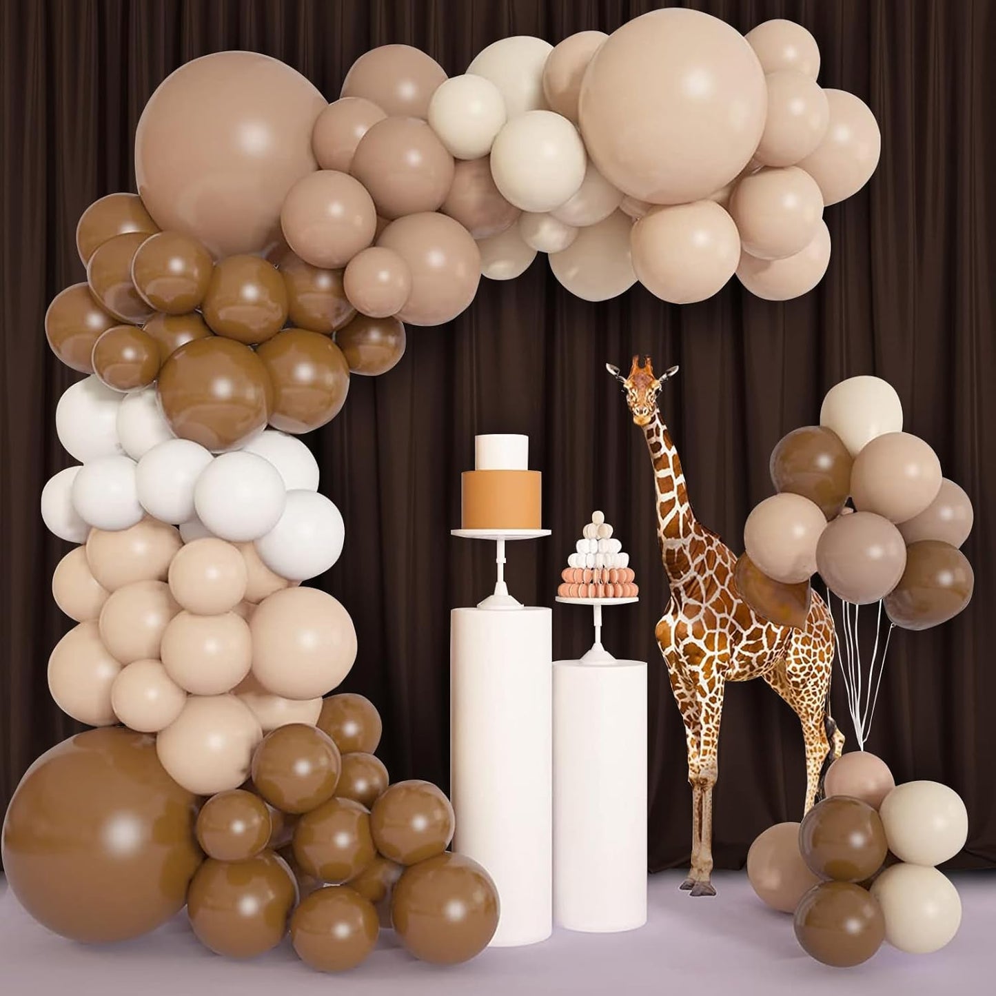 DWCN 10x10 FT Backdrop Curtains for Parties, Photography Backdrop Drapes with Rod Pockets for Wedding Decorations Stage Birthday Family Gatherings, 2 Panels 5ft x 10ft, Brown