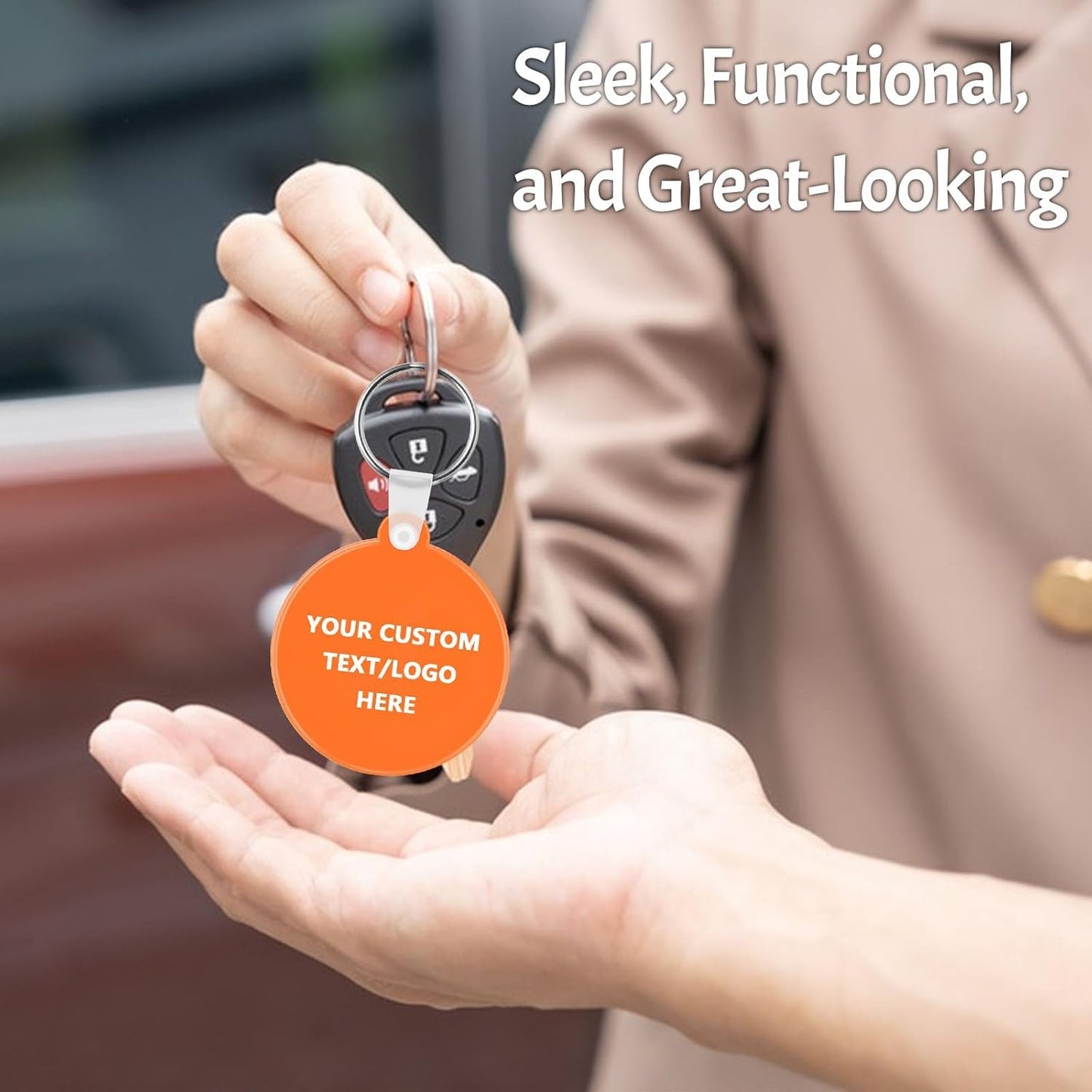 Custom Round Soft Keychains 100 Pack, Personalized Logo, Text Bulk - Perfect for Tradeshows, Party Favors, Events - Customizable Key Tags