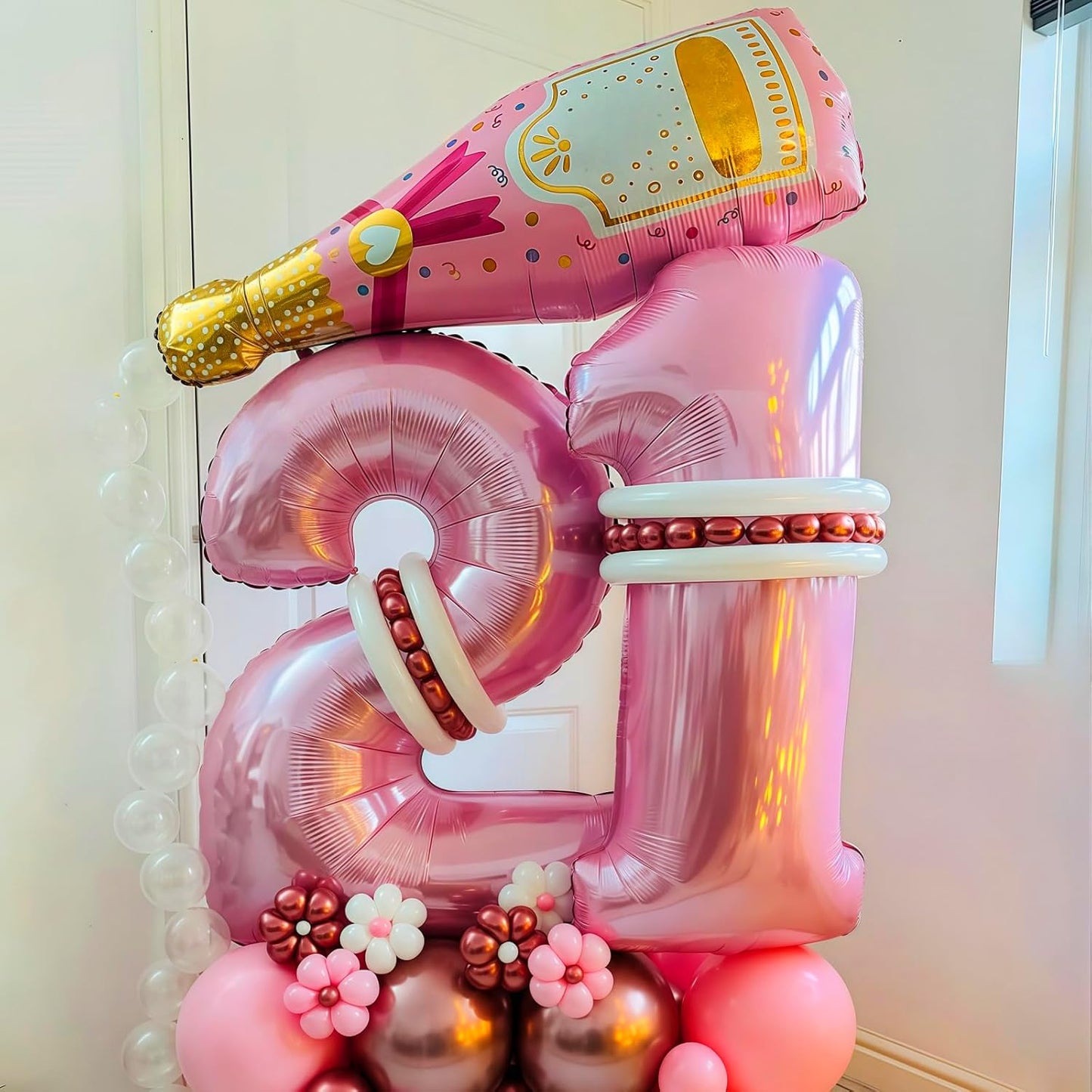 Pastel Pink 7 Balloon, Light Pink 6 Balloons Number,40 Inch Helium Foil Mylar Number 7 Balloon for Birthday Party