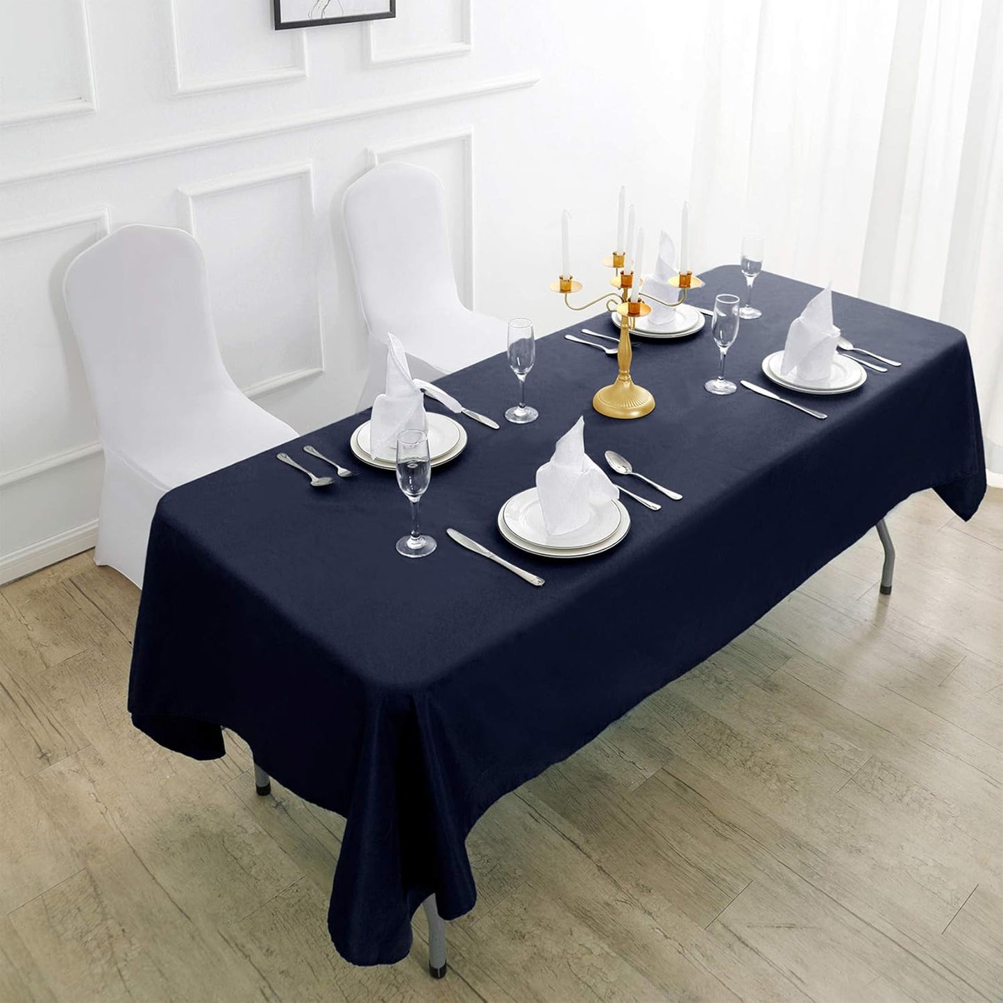 Rectangle Tablecloth 60x102 inch Washable Polyester Fabric Table Cloth for Wedding Party Dining Banquet Decoration(60x102,Navy)