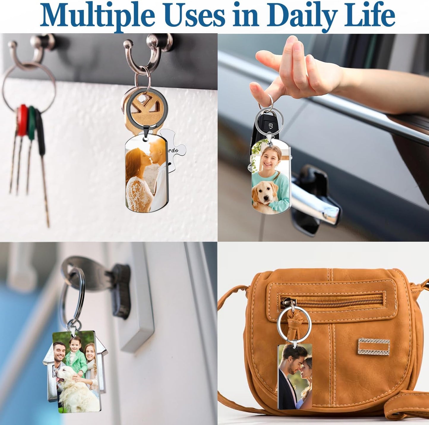 Custom Keychain with Picture, Personalized Keychain with Engraved Photo/Text, Gifts for Family and Friends