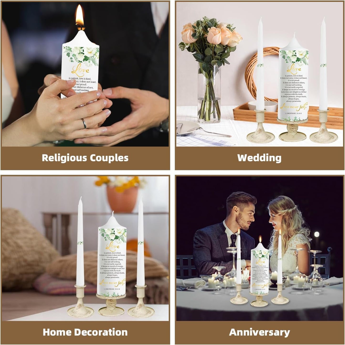 Extrogif Unity Pillar Candles for Wedding Ceremony Set - 3 Wedding Candles Unity Set with Holders β Rustic Farmhouse Style for Religious Ceremony, Anniversaries