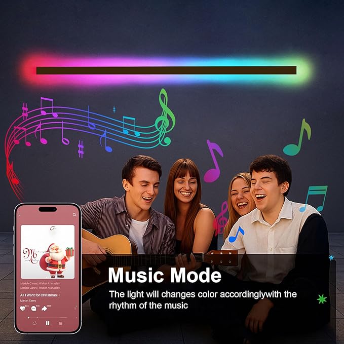 59 in Modern Outdoor Wall Light, 2 Pack Long Wall Sconce Outside, Led RGB/White/Dimmable, Linear Exterior Lighting Fixtures with Remote App for Party Gathering Garage