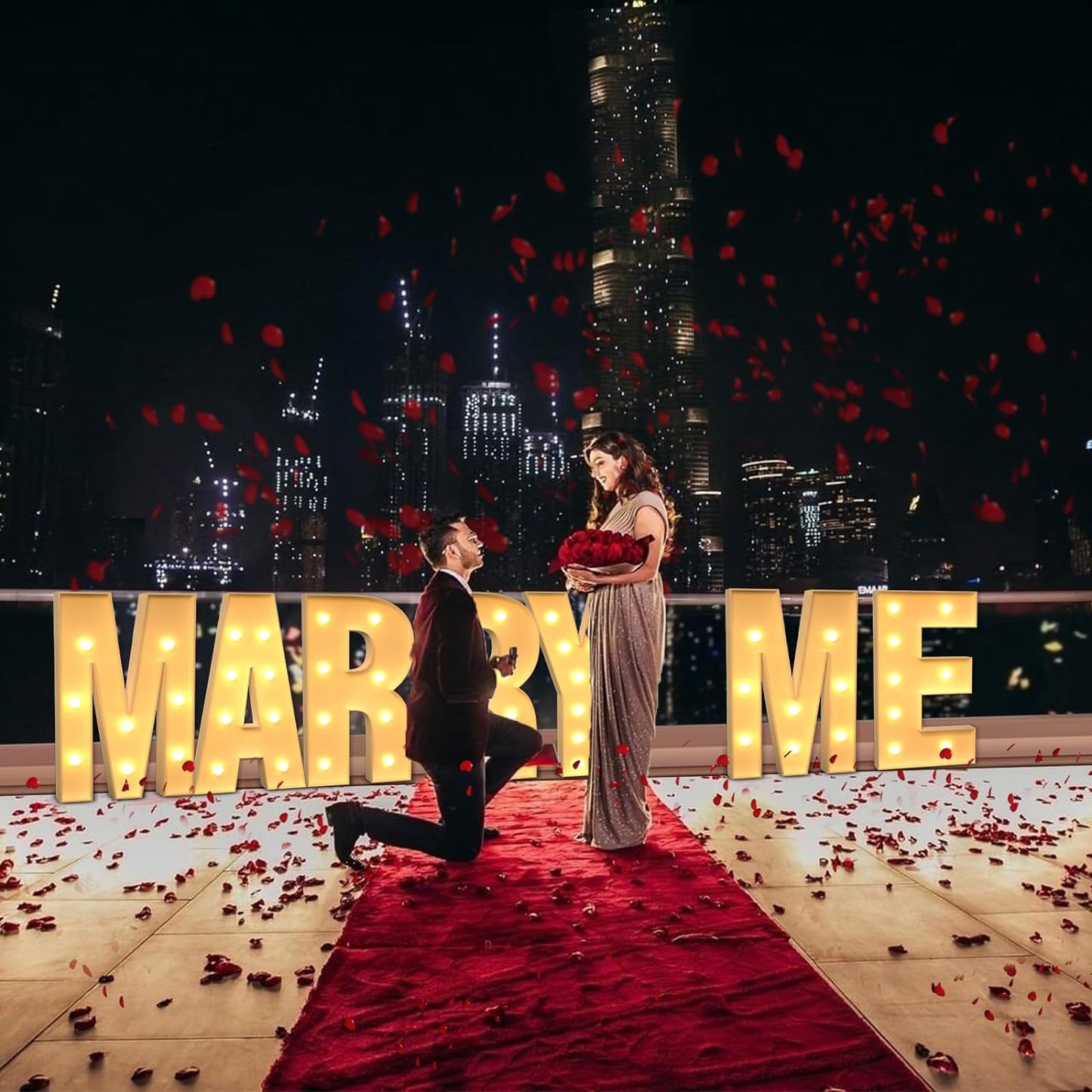 Marquee Letters 4 Feet Tall Large Light Up Letters & Wedding Mr and Mrs Sign Marry Me Engagement Party Decor Yellow Light Birthday Decorations Balloon Arch Kit Foam Sign &