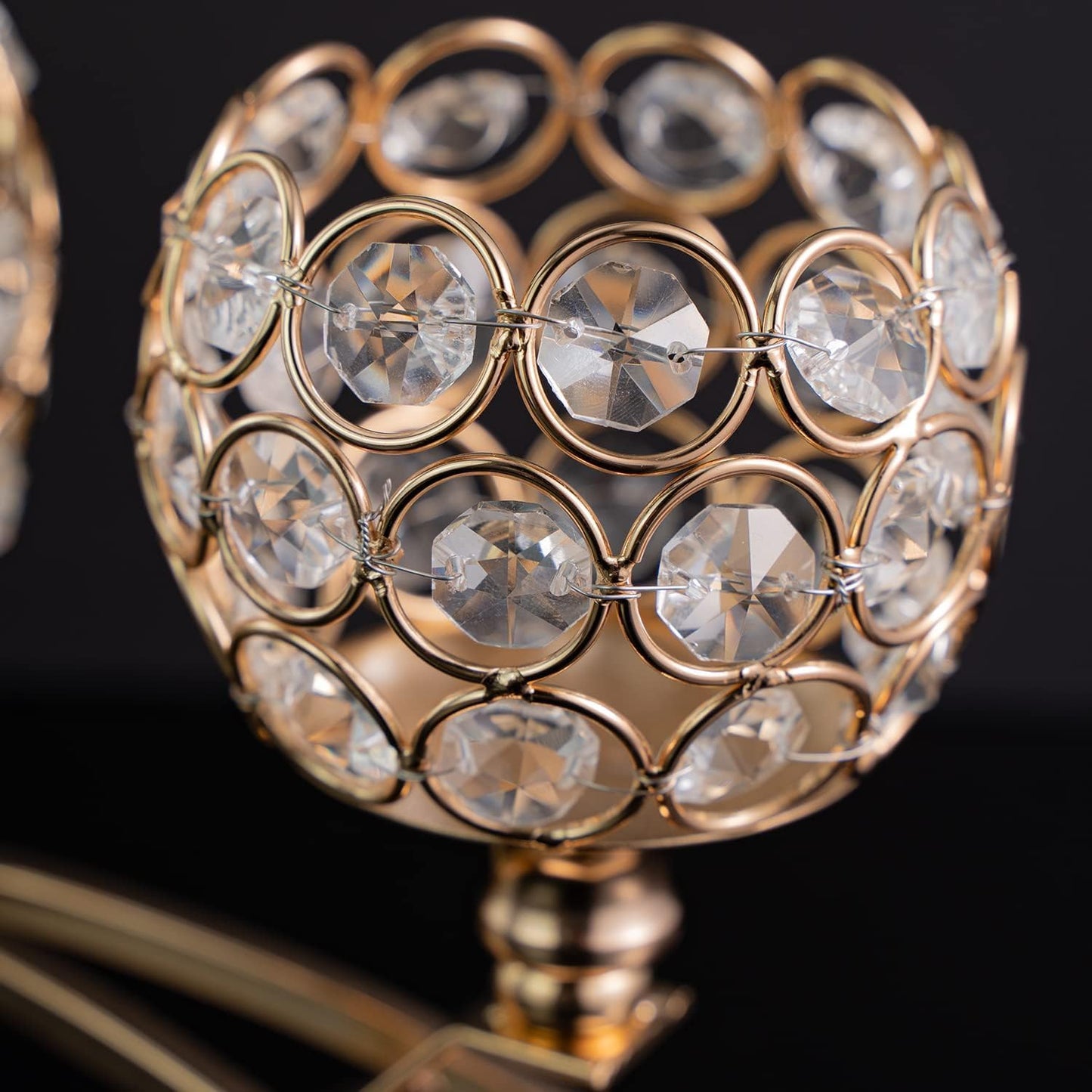 4Set Gold Crystal Candle Holders Decorative Candelabra for Wedding Centerpiece,Metal 3 Arms Candlesticks Holder Stand for Dining Table Living Room Home Decor, Party, Anniversary,Halloween,Christmas