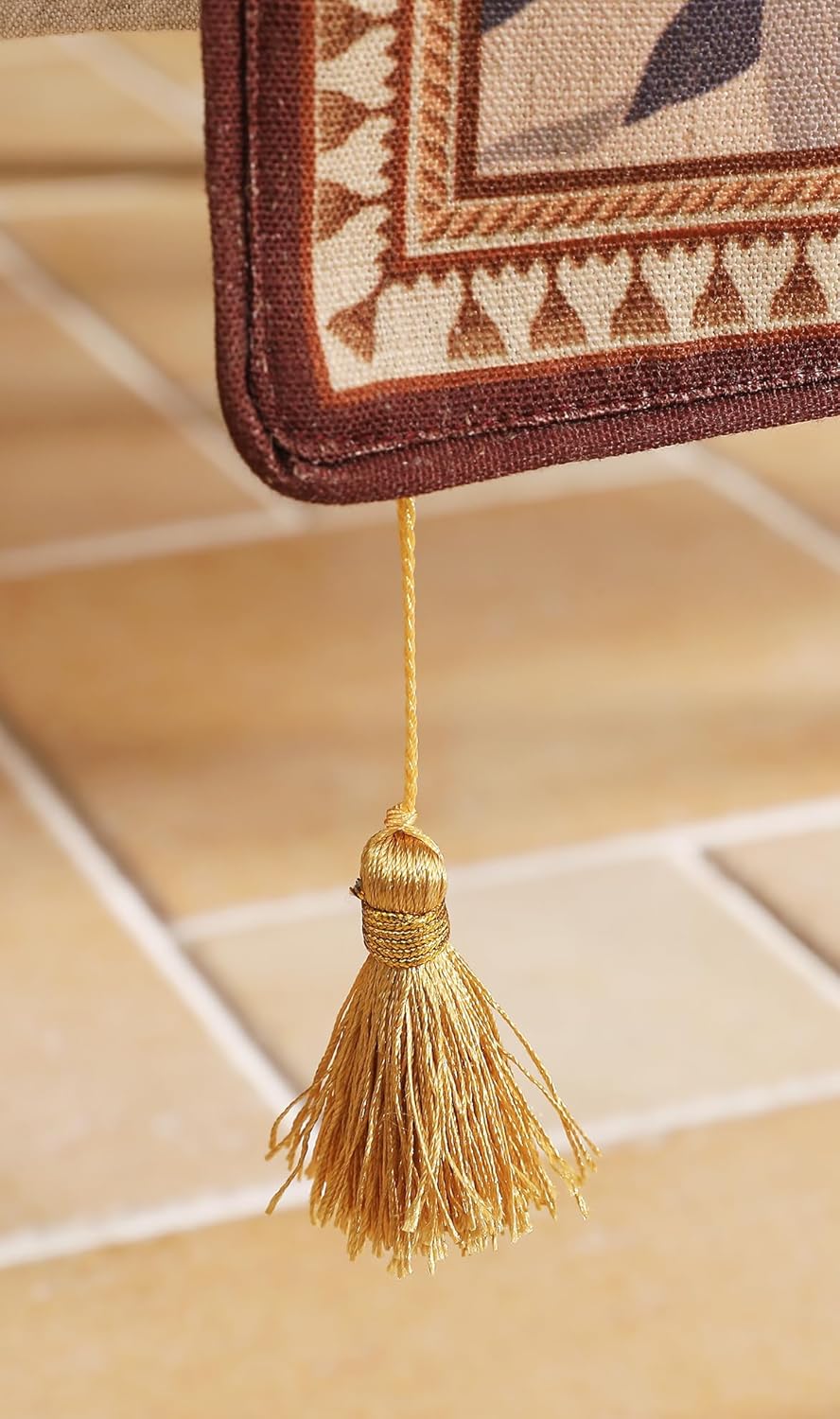 patdrea Designer Vintage SaddleBrown Extra Long Linen Table Runner 118 Inch Long,Pomegranates Pattern Table Mat, Decor for Kitchen Dining Coffee Table Shelf Cabinet Banquet Christmas ,12"*118"