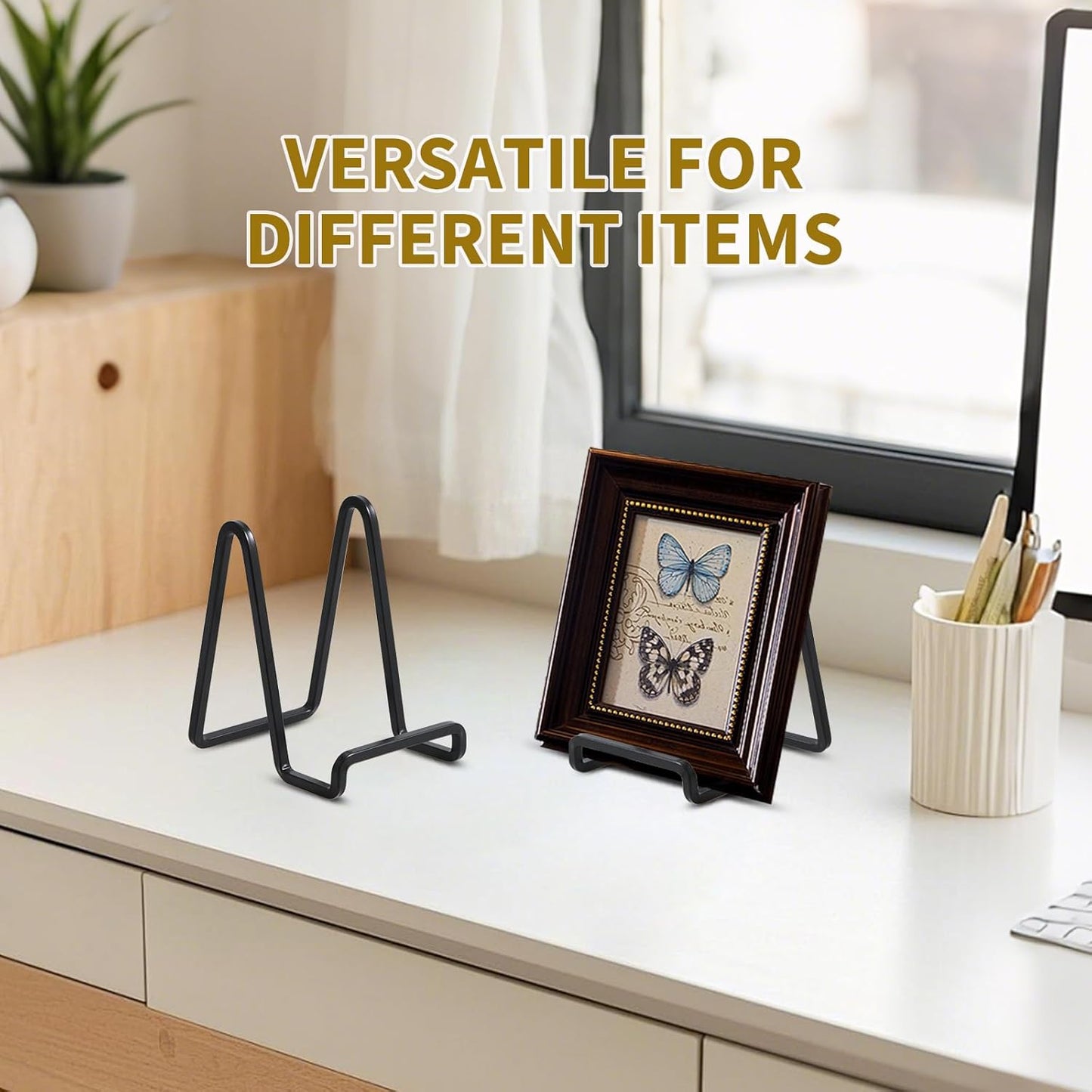 DIDUDIDU Plate Holder Easel Display Stand - Metal Plate Stands for Display - Tabletop Picture Stand - Black Iron Easels for Display Pictures | Photo Frames | Book | Decorative Plates | Plaque