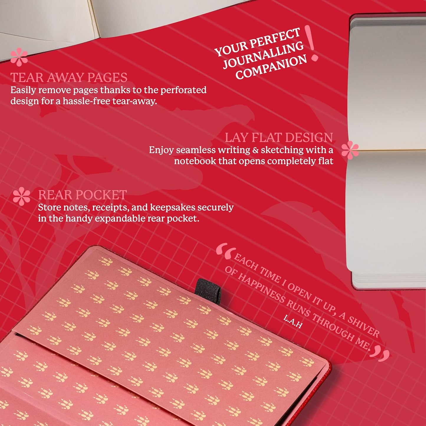 Dingbats* Wildlife Plain Journal Notebook A5 - Vegan Leather Hardcover - Ideal for Work, Travel, Writing - with Pocket, Elastic Closure & Bookmark