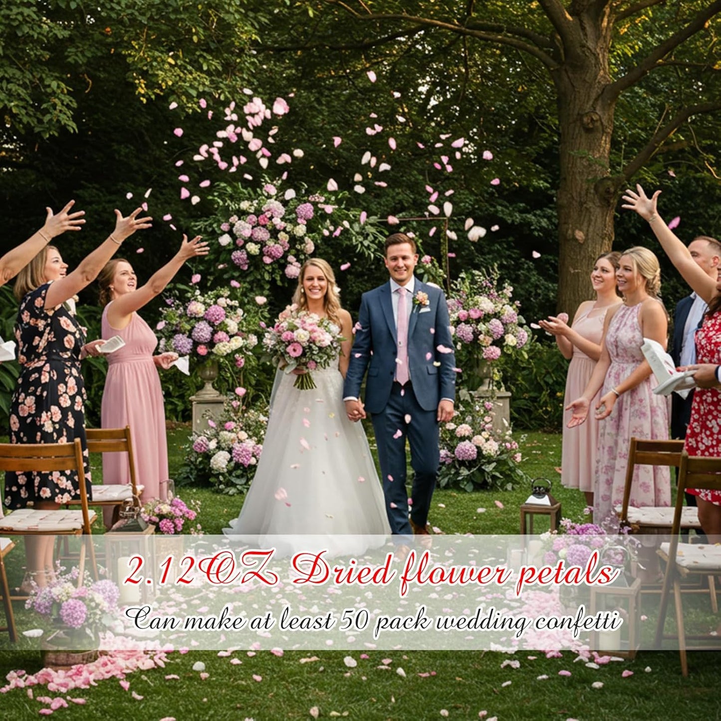 Biodegradable Confetti, Dried Hydrangea Flower Petals with Throw Me Stickers Wedding Confetti Biodegradable Flower Petals for Wedding Ideas Valentines Day Decor(Pink White,55 Pcs)