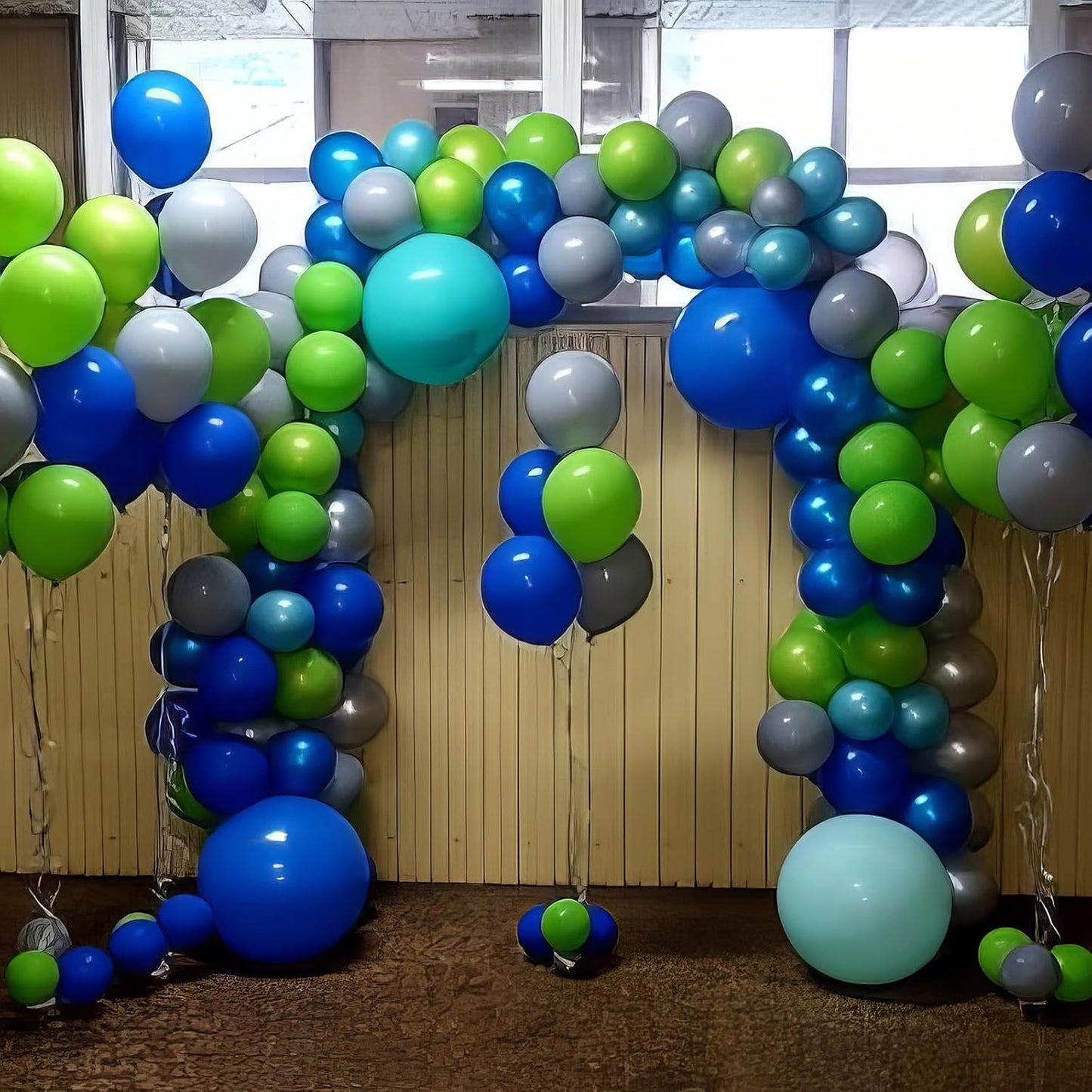 Blue and Green Balloons, Dark Green Metallic Balloons and Royal Blue Balloon, Metallic Blue Green Confetti Balloon for Boy Birthday Baby Shower Jungle Safari Theme Wedding Party Supplies