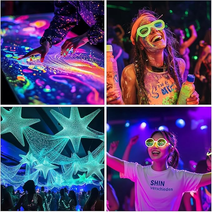 Black Light IP66 Waterproof,Blacklight with Plug and Switch, Flood Light for Glow Party,Halloween Decoration, Body Paint, Fluorescent Post (4PACK Without Remote, 40W)