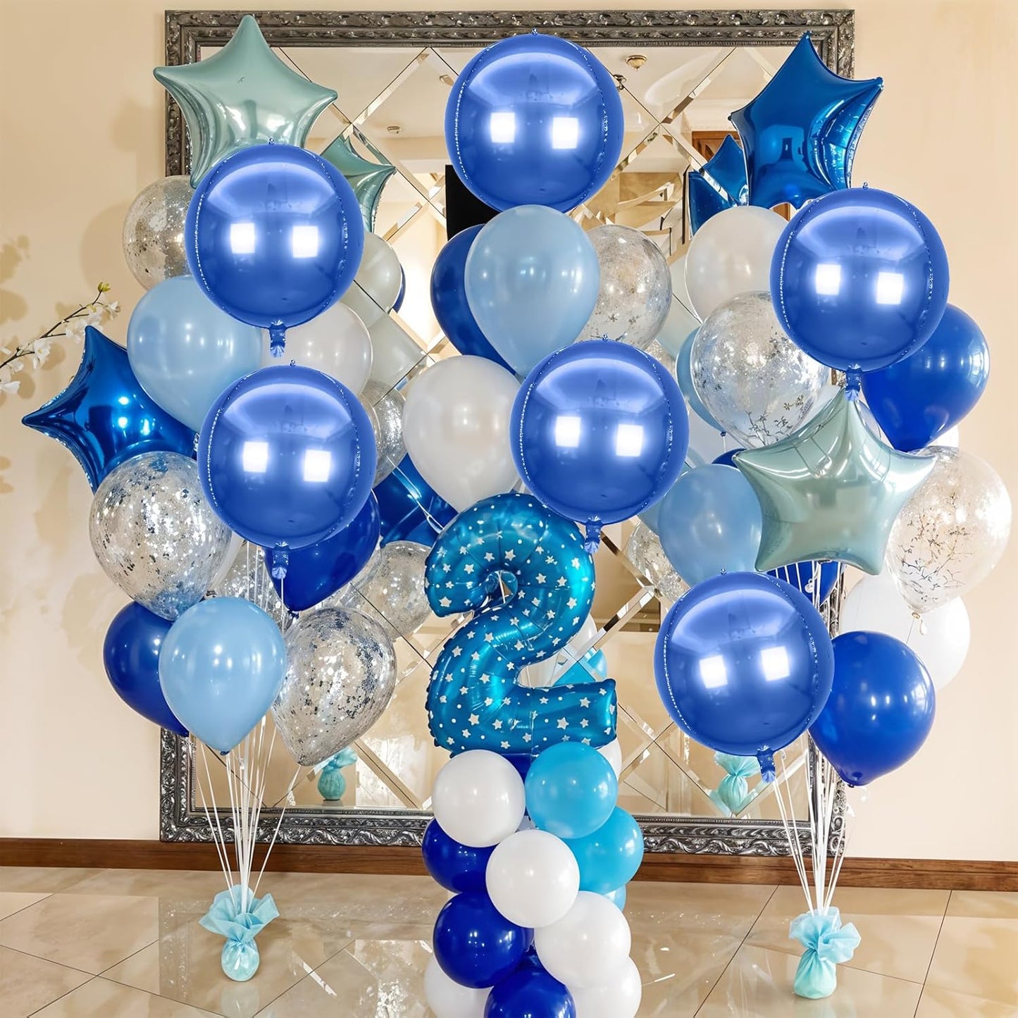 6Pcs Royal Blue Round Foil Balloons,Giant 4D Round Ball Balloons,22 Inch Metallic Blue Balloon for Birthday Wedding Graduation Prom Party Decorations