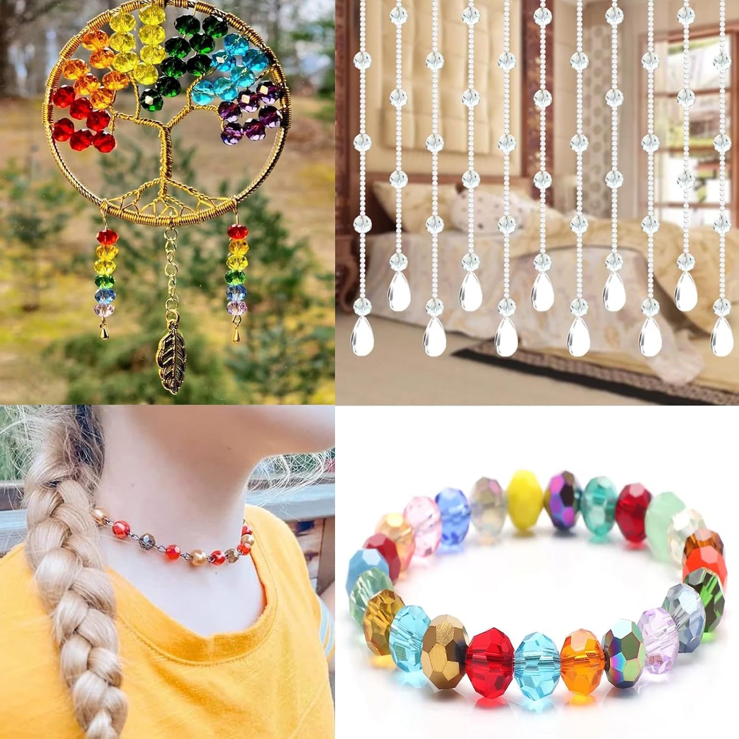 200PCS 6MM Crystal Glass Beads for Jewelry Making Mix Color Rondelle Facted Crystal Glass Beads for Bracelet Making Round Glass Spacer Beads for DIY Crafts Wind Chimes Suncatchers
