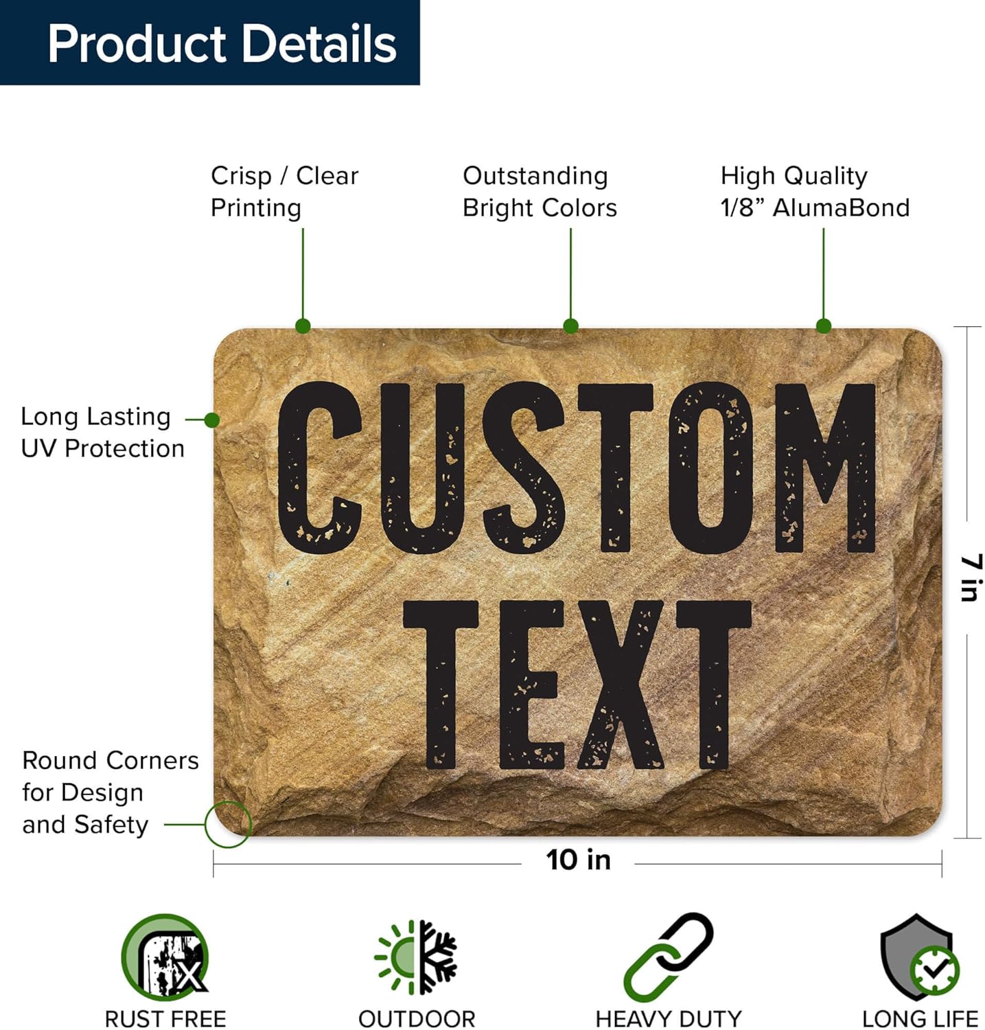 Custom Sign, Custom Street Sign, 11 Font Colors, 13 Font Styles, 4 Hole Options, 22 Sizes, 7x10 Inches, Rust Free DiBound, Fade Resistant, Made in USA by My Sign Center (Stone)