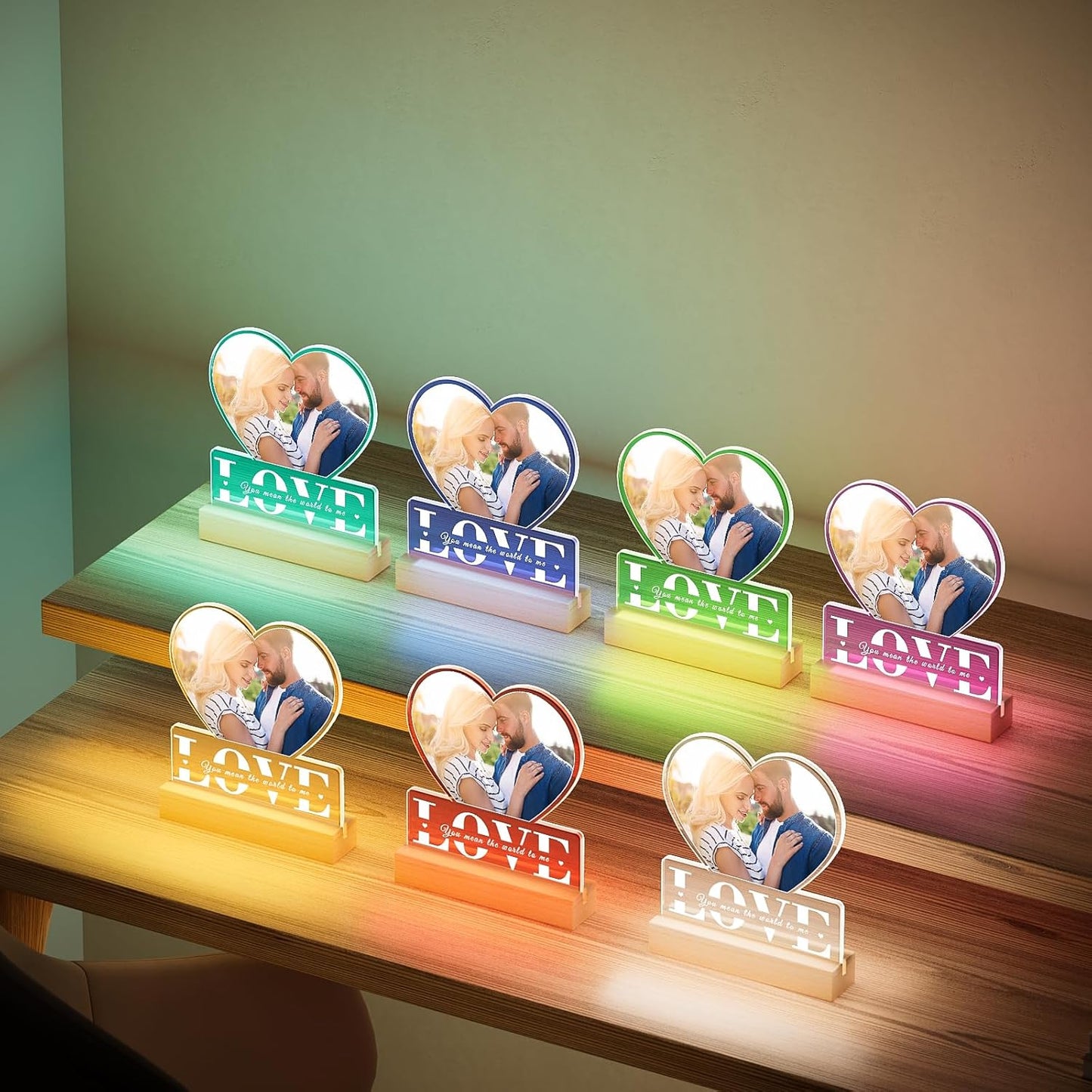 Personalized Gifts for Women Men Him Her, Custom Picture Frames with Photo, Customized Photo Frame with Night Light, Personalized Anniversary Couple Gifts for Boyfriend Girlfriend