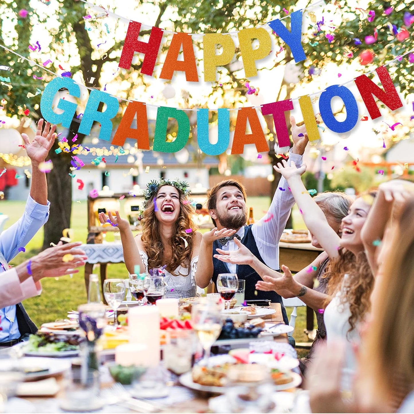 TaoBary 112 Pcs DIY Letter Custom Banner Glitter Customizable Banner Kit Including 107 Letters and Numbers 3 Rope for Valentine Birthday Party(Rainbow)