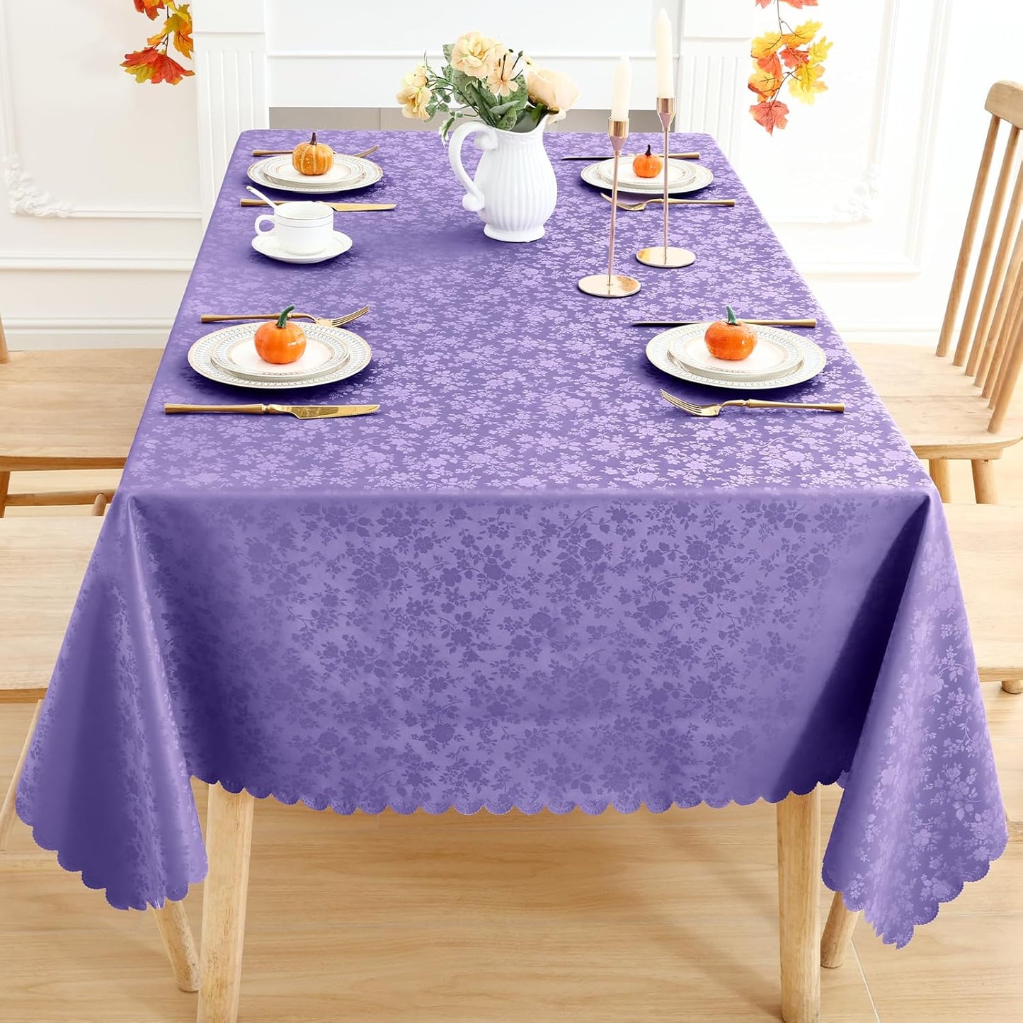 Smiry Rectangle Table Cloth, Waterproof Heavy Duty Vinyl Tablecloths, Wipeable Washable Table Cover for Kitchen and Dining Room (Purple, 54" X 78")