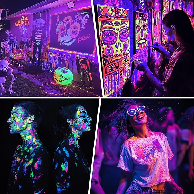 2 Pack 300W LED Black Light IP66 Waterproof,Blacklight with Plug and Switch,Flood Light for Glow Party,Halloween Decoration, Body Paint, Fluorescent Poster, Stage Lighting,Neon Glow,5.25Ft Cord