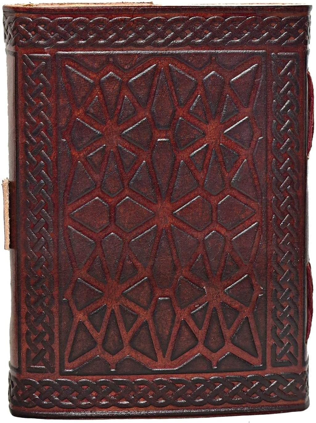 cuero 3 Moon Blue Lapiz Embossed Vintage Leather Journal | 240 Pages of Antique Handmade Deckle Edge Vintage Paper, Leather Sketchbook, Drawing Journal, Great Gift (9 inch 12 inch, brown)