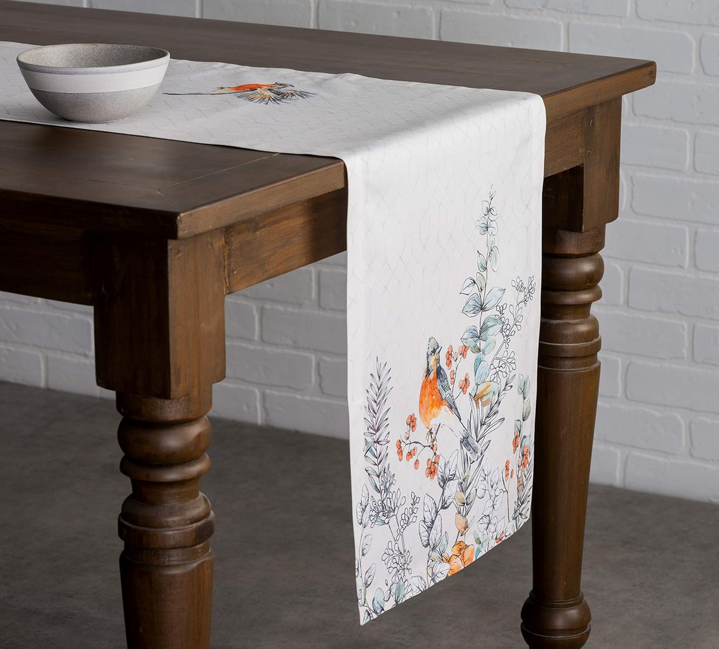 Maison d' Hermine Table Runner 100% Cotton Single Layer Table Runners 48 inches Long for Thanksgiving Christmas Decorations Home Kitchen Dining Party Wedding (Whitish Shabby Chique, 14.5" x 48")