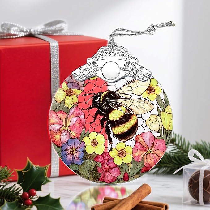 Christmas Ornaments: Stained Glass Ornament, Christmas Tree Ornament, Hanging Ornaments for Home Decor & Xmas Tree Decorations â Exquisite Holiday Decor, Gifts & Holiday Present - Bee