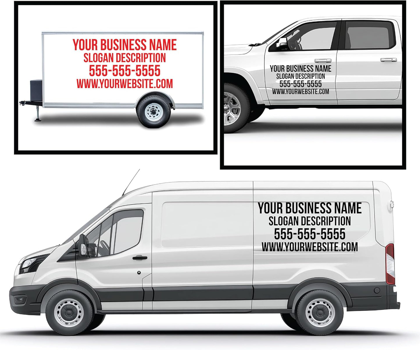 Large Custom Business Name and Website Description Text Decal Sticker for Advertising Truck, Car Windows, Signs, Schools, Doors, Windshield, Boats, RV, Trailers, Coolers, and Storefronts