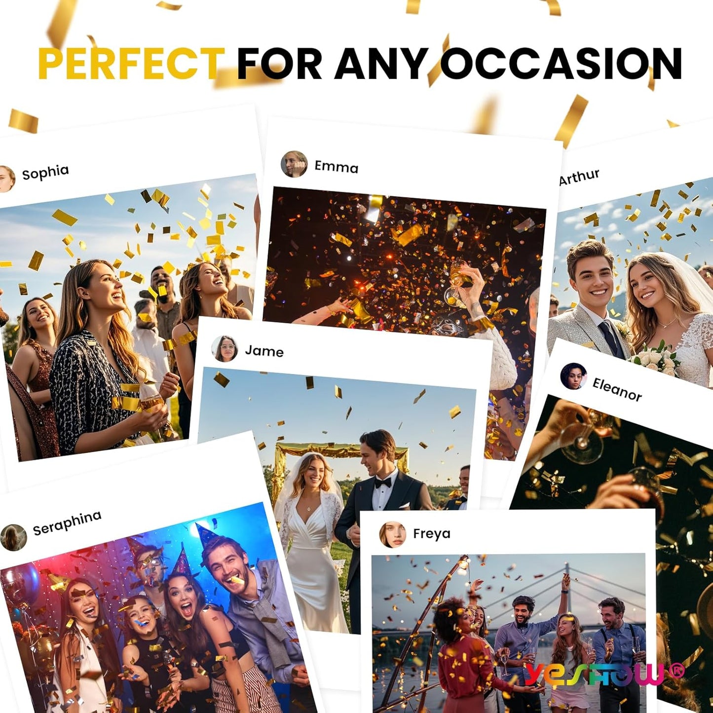 Confetti Cannon Party Poppers Gold,(6 pack) YESHOW Confetti Shooters Blaster for Birthday Graduation Wedding Christmas New Yearâs Eve and Any Celebrations