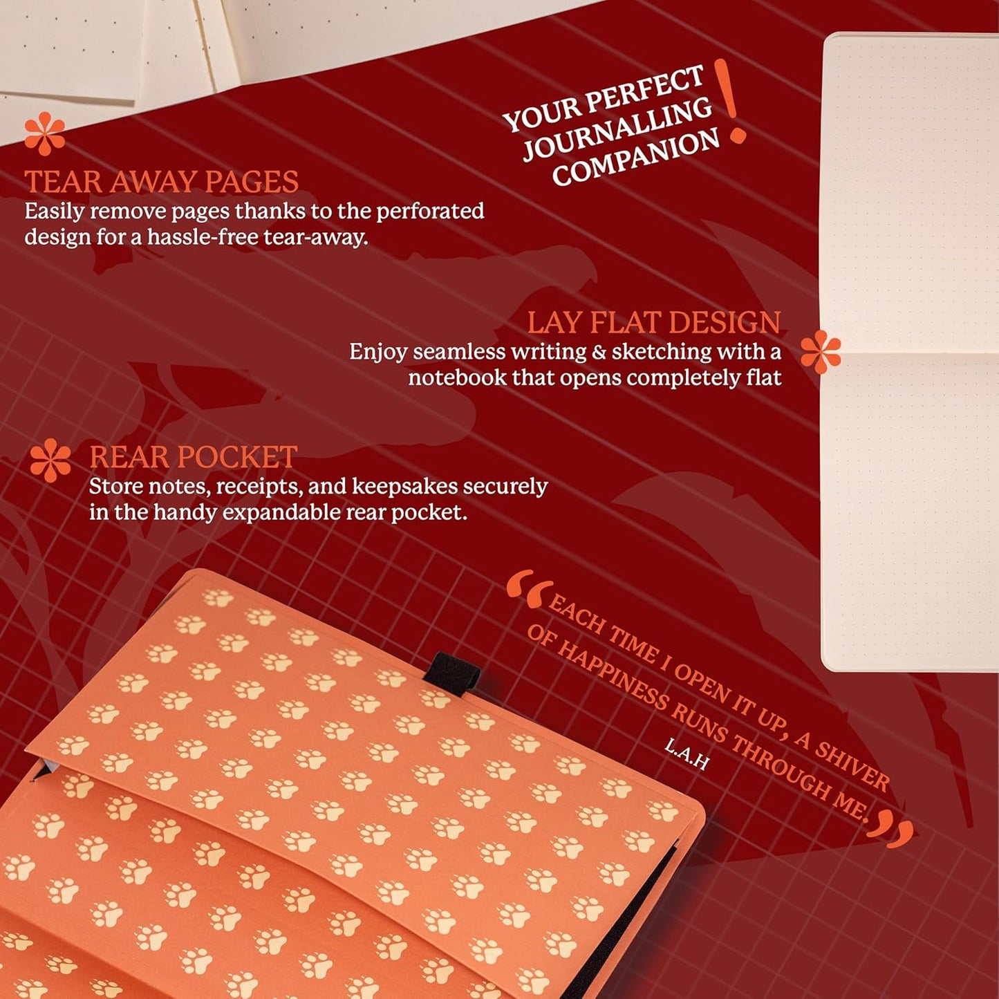 Dingbats A5+ Wildlife Notebook Journal Softcover, Cream 100gsm Ink-Proof Paper, 6 x 8.3 inches, 112 pages (Orange Tiger, Lined Format)