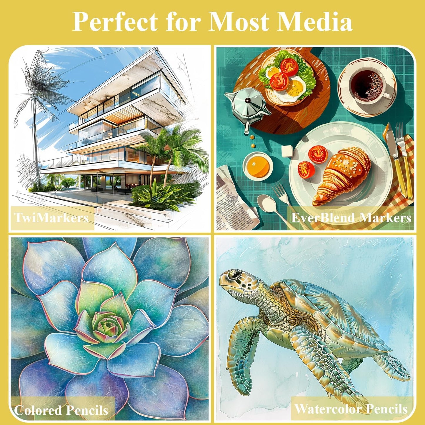 Marker Paper Sketchbook, 9"X12" Alcohol Marker Paper, 60 Sheets (200gsm/ 120lb) Marker Sketchbook Bleedproof, Professional Art Supplies for Adults & Teens.