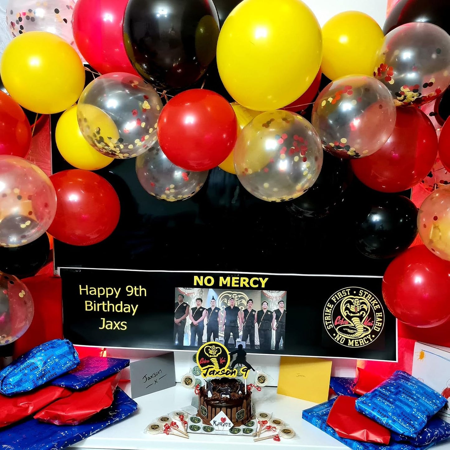 12Inch Red Yellow Black Balloons, Color Helium Party Balloon Yellow Red Black Latex Balloons with Cartoon Coffetti Balloon for Race Car Birthday Baby Shower Carnival Party Decorations