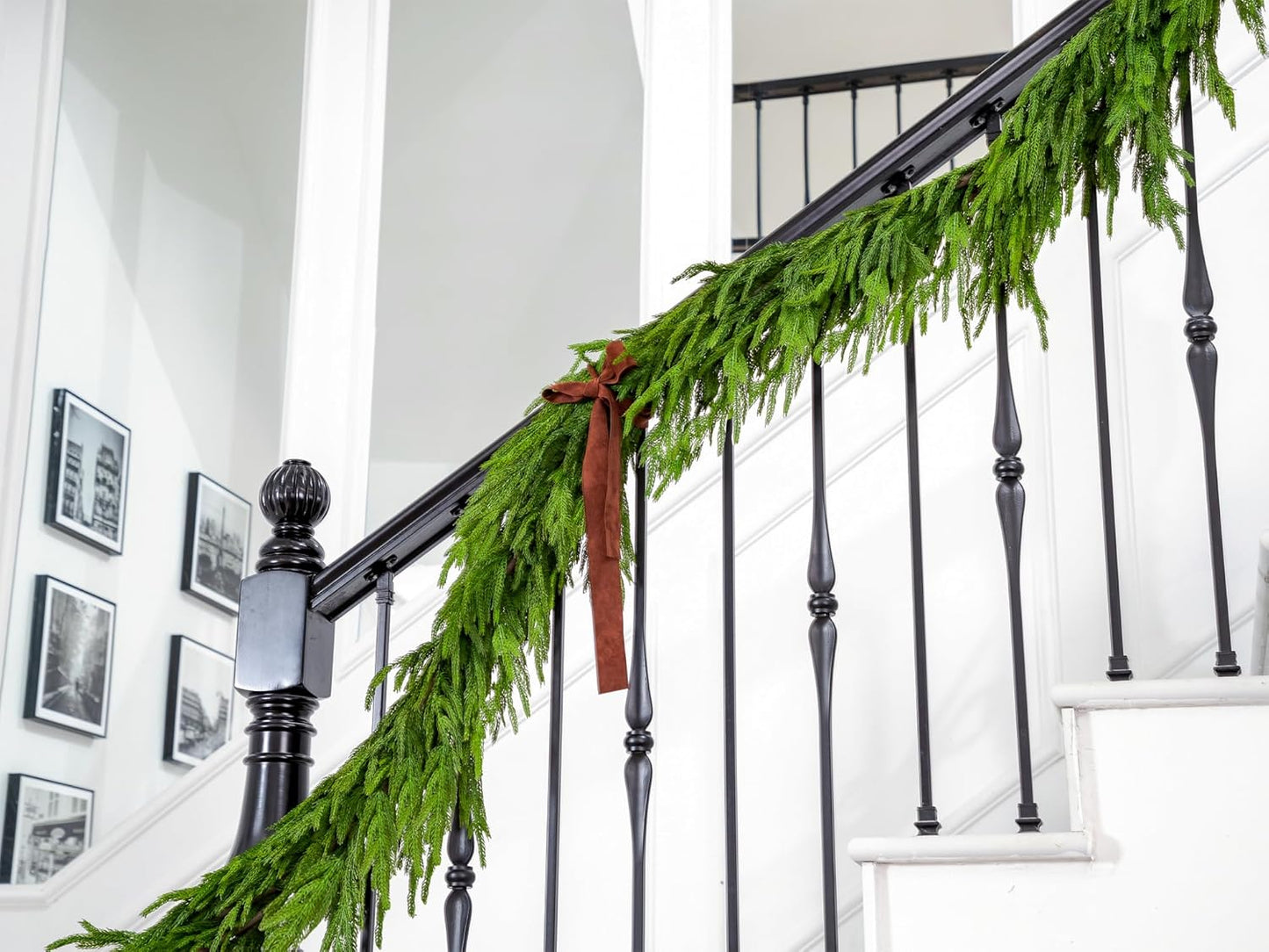 72" Norfolk Pine Garland Real Touch Christmas Garland Faux Cedar Garland Christmas Greenery for Mantle Stairs Table Fireplace Wall Xmas Indoor Outdoor Christmas Decor Holiday Decorations