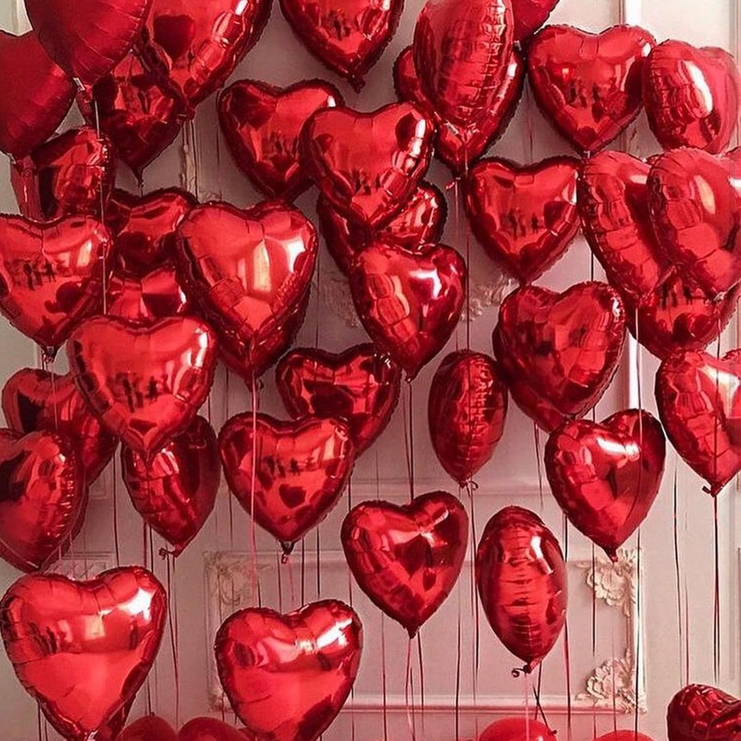 Red Heart Balloons,10Pcs Red Foil Heart Shaped Love Balloons,18Inch Helium Polyester Film Balloon for Valentines,Engagement,Birthday,Baby Shower,Wedding Party Decorations