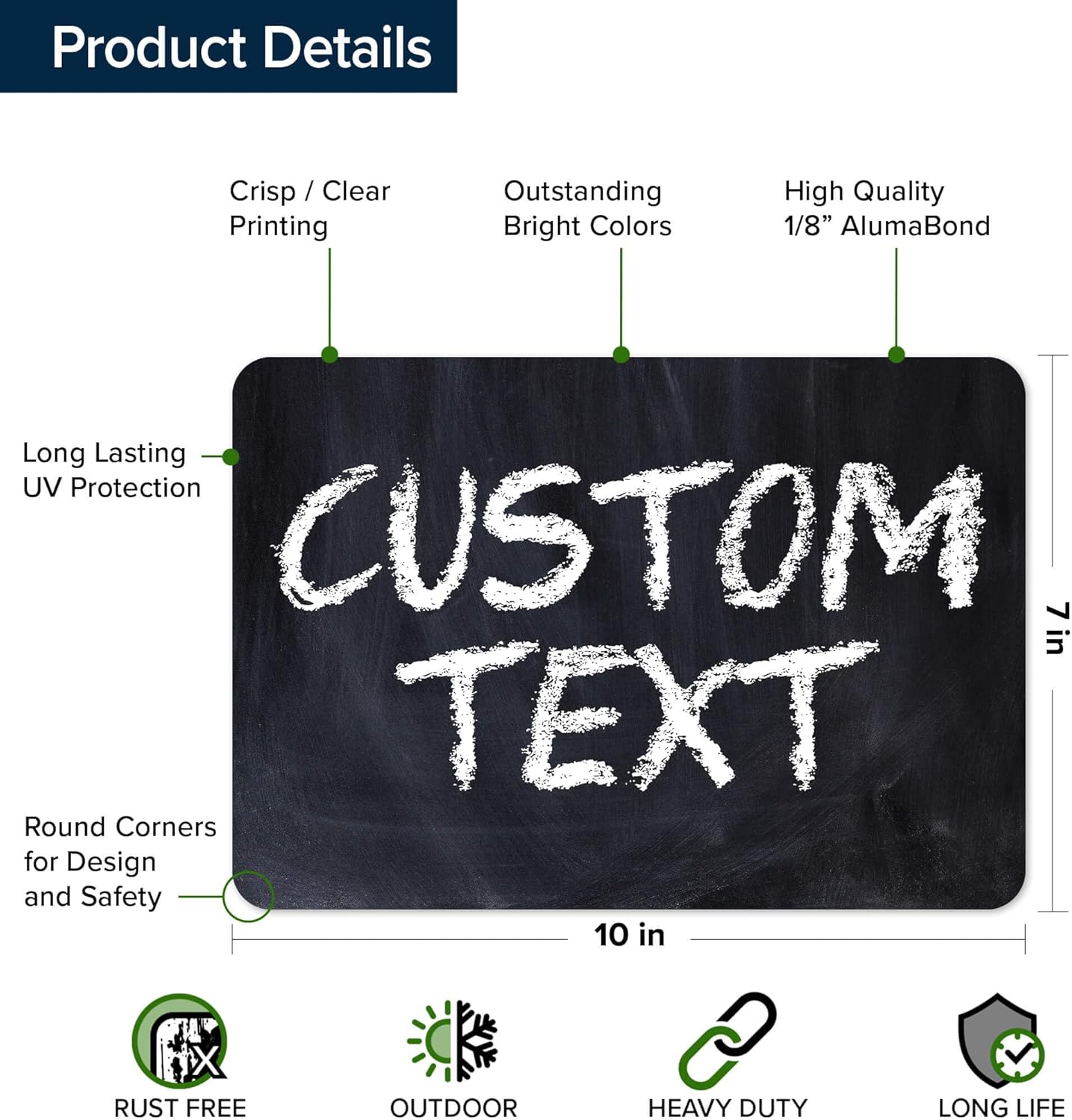 Custom Sign, Custom Street Sign, 11 Font Colors, 13 Font Styles, 4 Hole Options, 22 Sizes, 7x10 Inches, Rust Free DiBound, Fade Resistant, Made in USA by My Sign Center (Chalkboard Black)