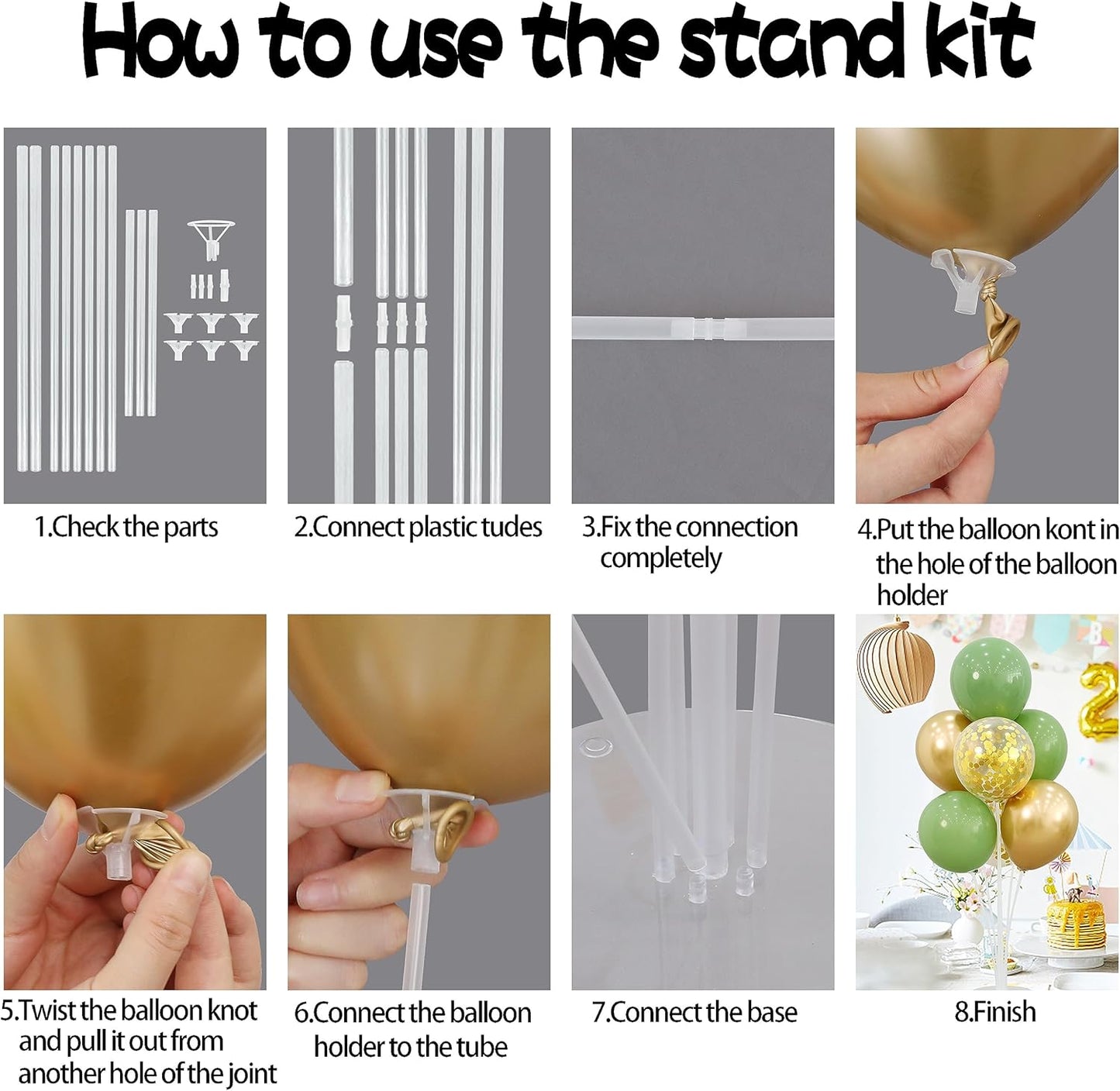 4 Balloon Stand Kit For Table Centerpieces With Base Sage Green Balloons Holder Baby Shower Birthday Party Decorations