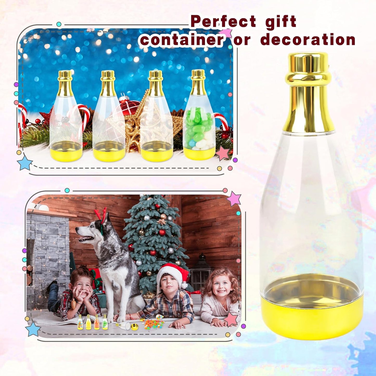 36 Pieces Champagne Bottles Candy Bottles Mini Golden Plastic Treat Containers Bridal Shower Favors for Birthday Wedding Christmas Party