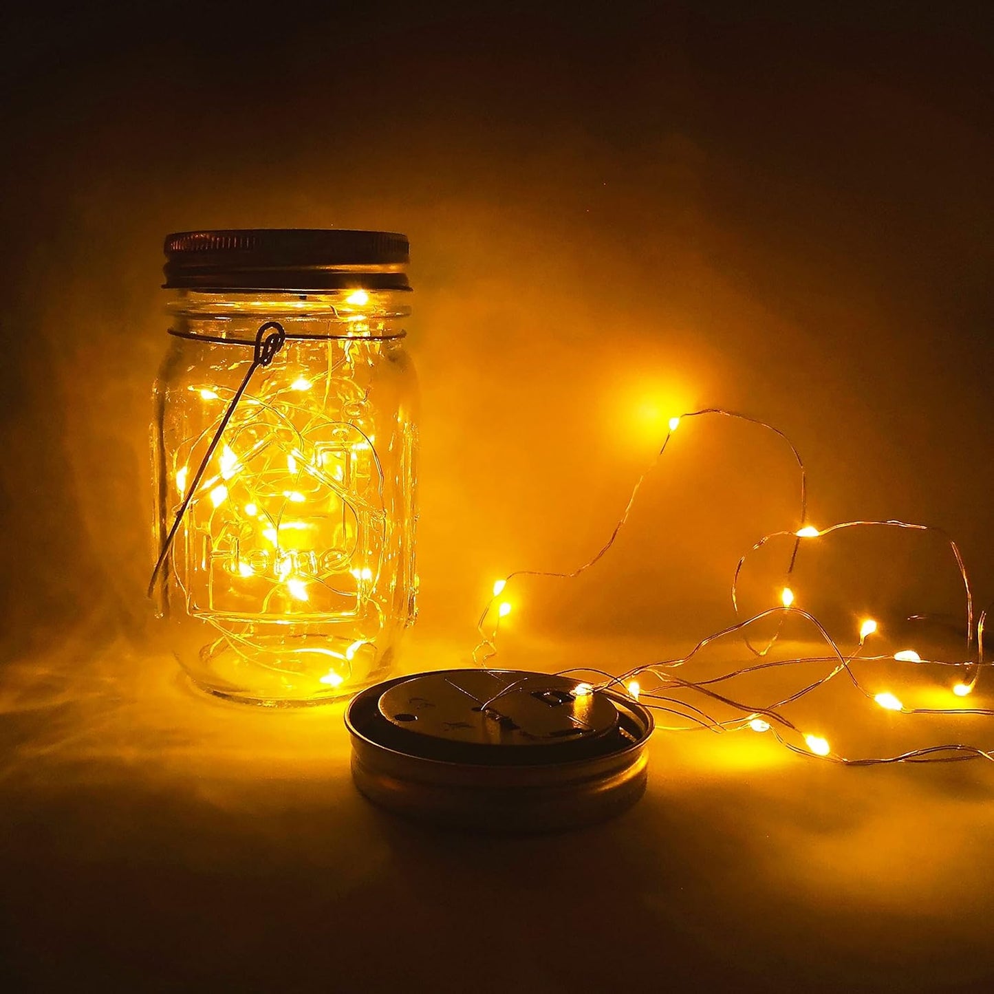 Solar Mason Jar Lights,4 Pack 30 Led Starry Fairy String Hanging Jar Lights,Solar Lanterns for Outdoor Patio Party Garden Wedding Christmas Decorations Lights(Mason Jars/Handles Included)