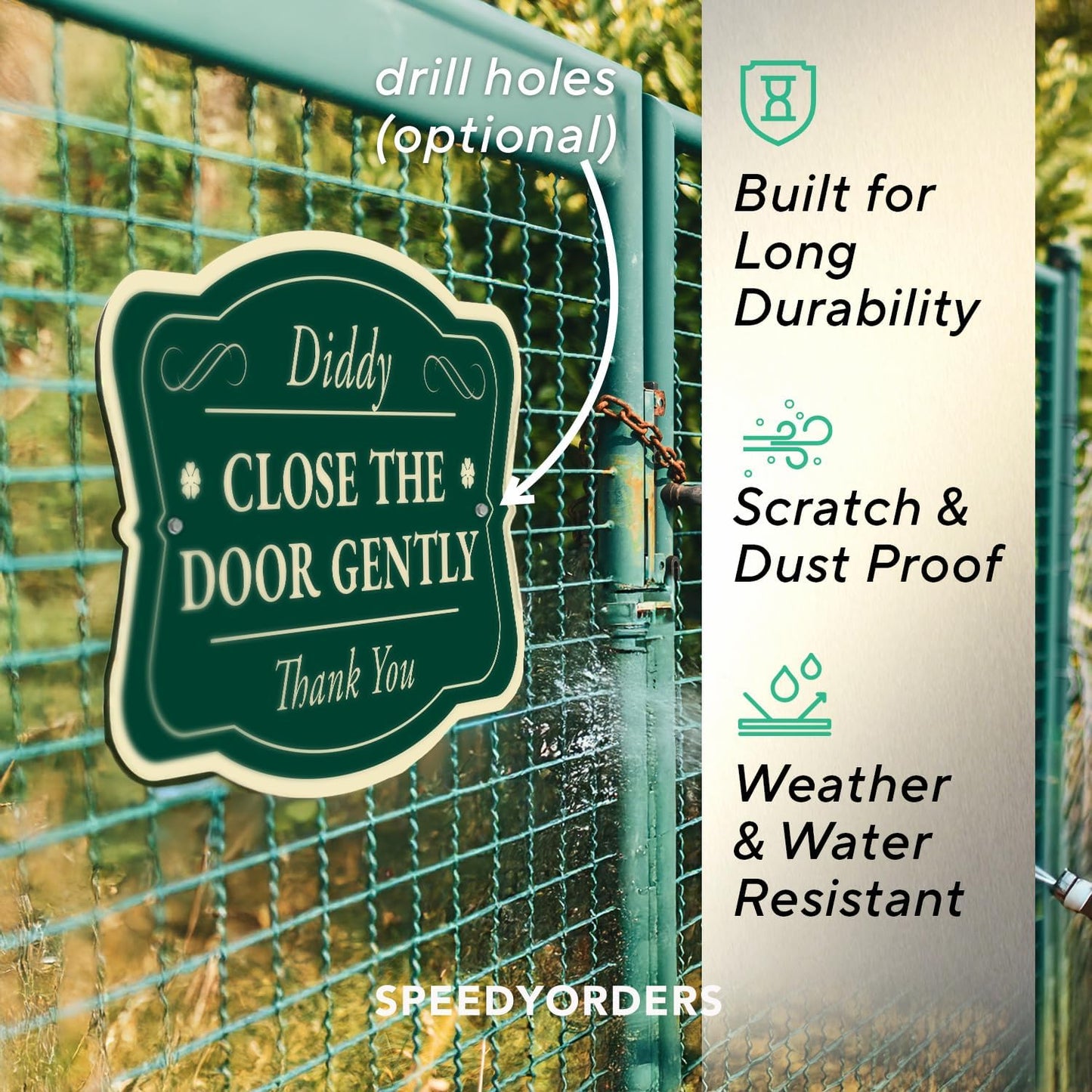 Personalized Aluminum Outdoor Metal Signs, Custom Green 14x10 Driveway Sign, Waterproof USA Made