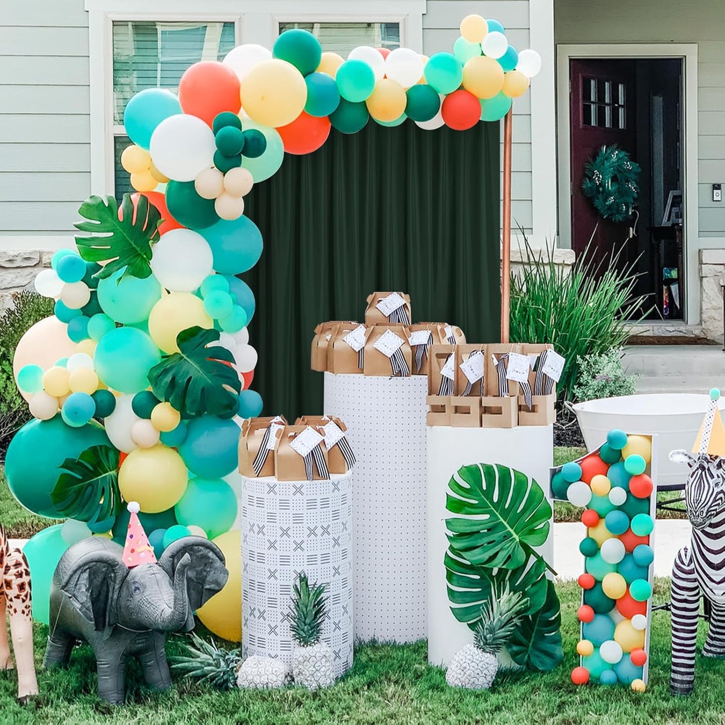 DWCN 10x10 FT Backdrop Curtains for Parties, Photography Backdrop Drapes with Rod Pockets for Wedding Decorations Stage Birthday Family Gatherings, 2 Panels 5ft x 10ft, Hunter Green