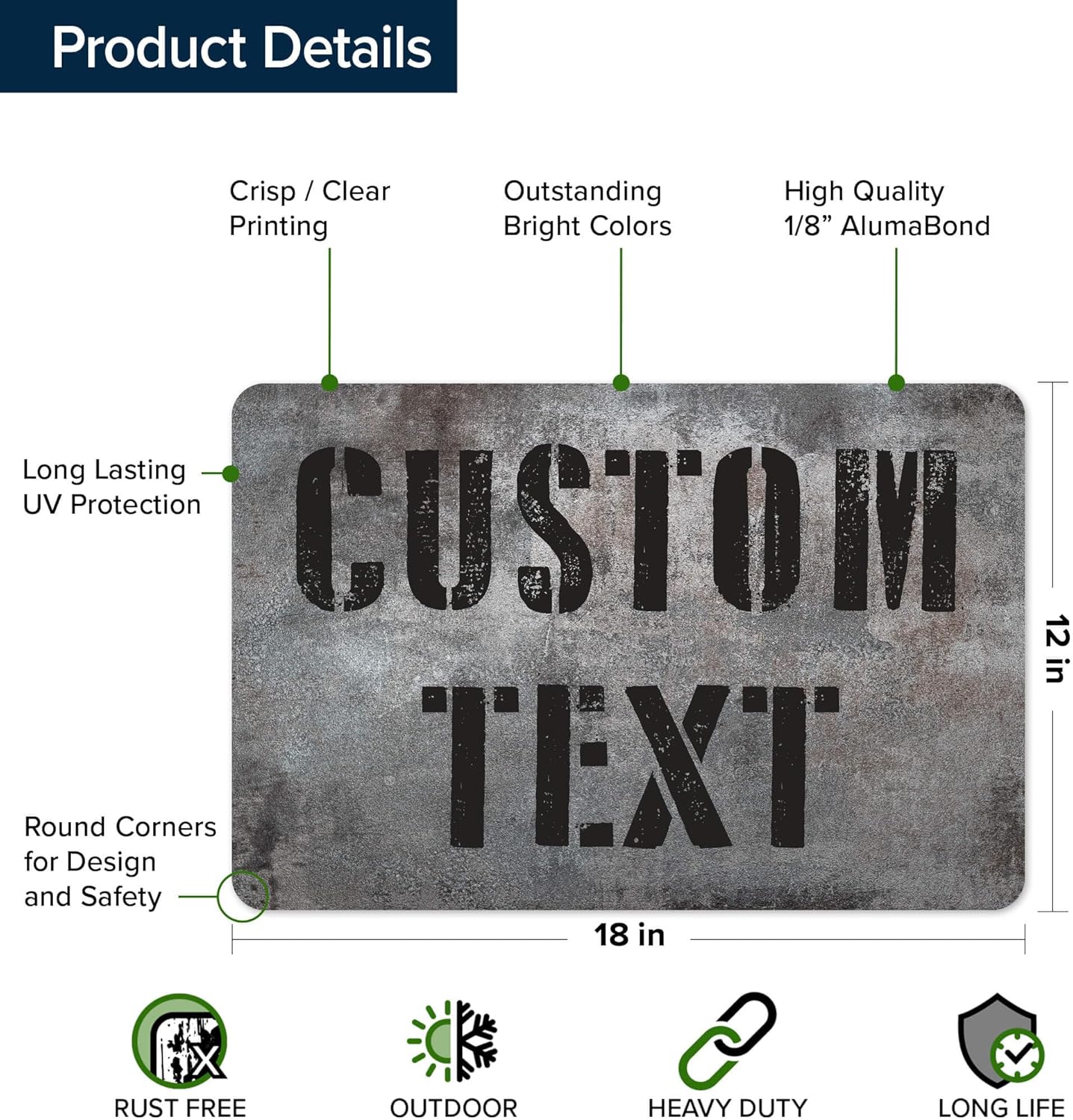 Custom Sign, Custom Street Sign, 11 Font Colors, 13 Font Styles, 4 Hole Options, 22 Sizes, 12x18 Inches, Rust Free DiBound, Fade Resistant, Made in USA by My Sign Center (Grunge Metal)