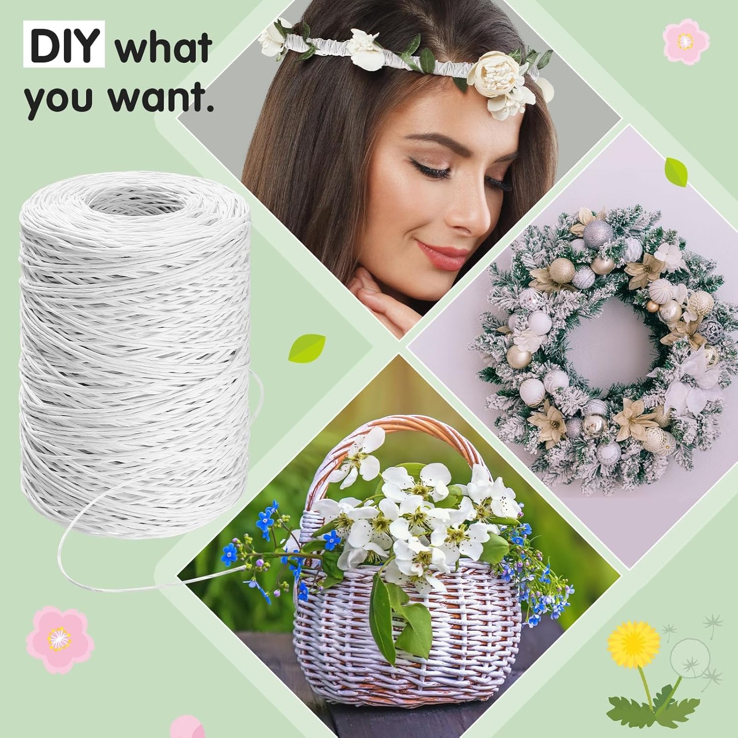 Syhood Floral Vine Bind Wire Rustic Wrapping Wire for Flower Bouquets(White)