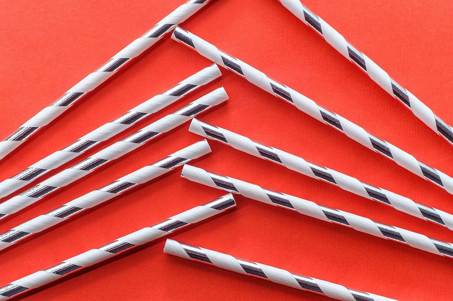 500 Count | Kingseal FSC Certified Paper Cocktail Straws, Unwrapped, 6mm x 5.75 Inches, Silver Stripe, Biodegradable, Earth Friendly, Bulk Pack - 1 Box of 500 Straws