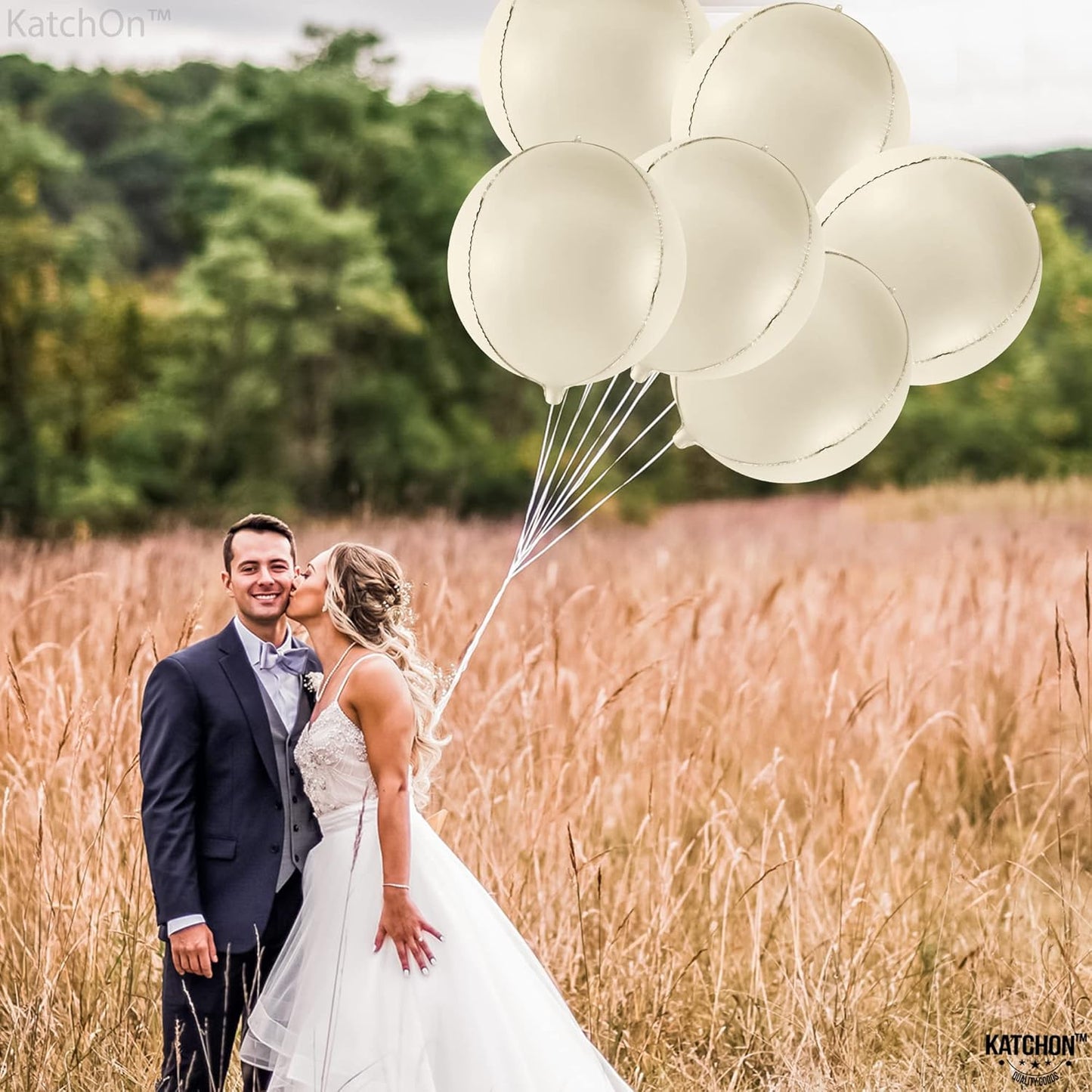 KatchOn, Huge White Sand Balloons Set- 22 Inch, Pack of 6 | Mylar Beige Balloon | White Sand Foil Balloons, Mylar Balloon for Graduation Decorations 2025