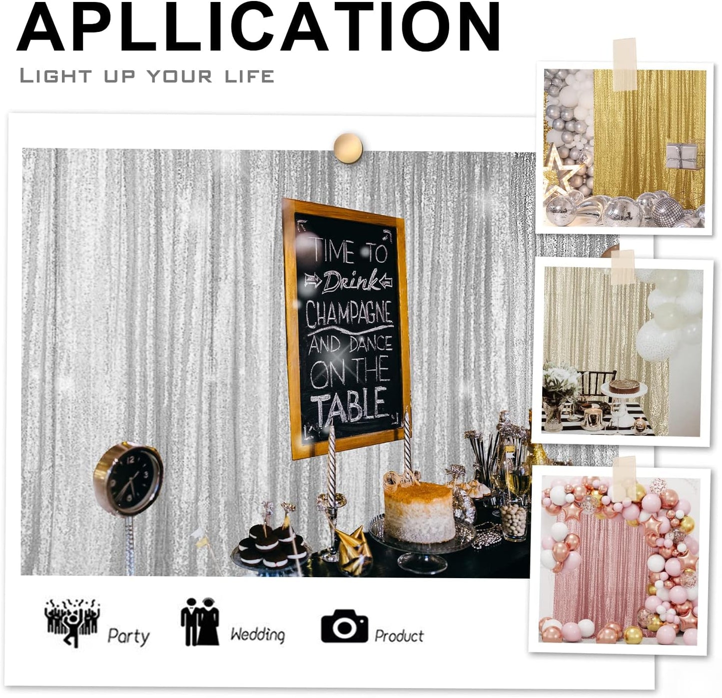 Hahuho Gold Sequin Backdrop Curtain, 2PCS 2FTx8FT Glitter Backdrop Curtain for Parties, Christmas, Wedding, Party Decoration(2 Panels, 2FT x 8FT, Gold