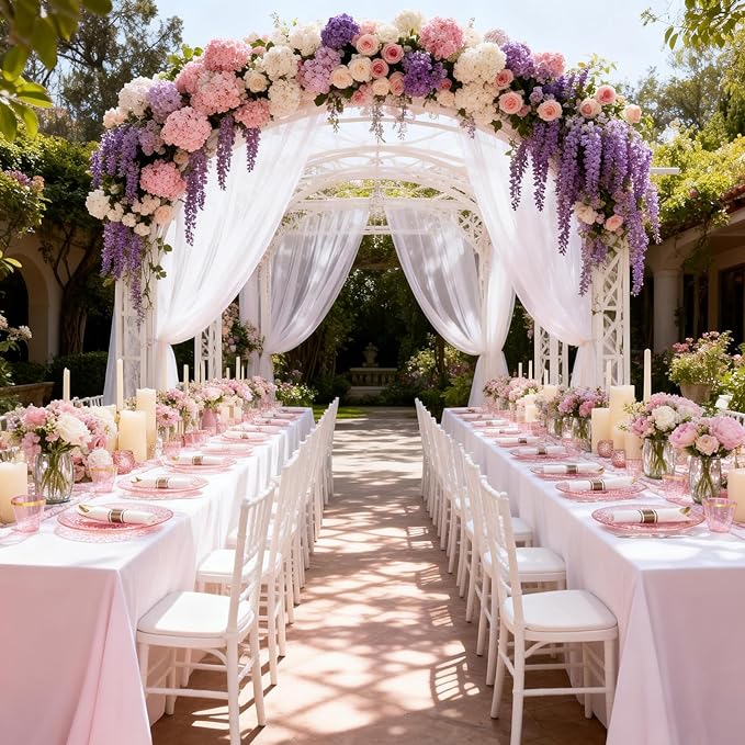 Rubtlamp 700Pcs Pink Gold Plastic Plates, Fancy Hammer Party Plate, Pink Plastic Dinnerware Set Include 100 Dinner Plates,100Salad Plates,100Cups,100Pre Rolled Gold plastic Silverware for Party
