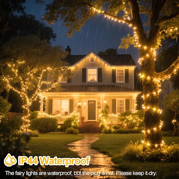 394 FT 1000 LED Christmas Lights Outdoor String Lights 8 Modes & Timer Fairy Lights Plug in Waterproof LED String Lights for Xmas Yard Tree Patio Wedding Holiday Party Decorations (Warm White)