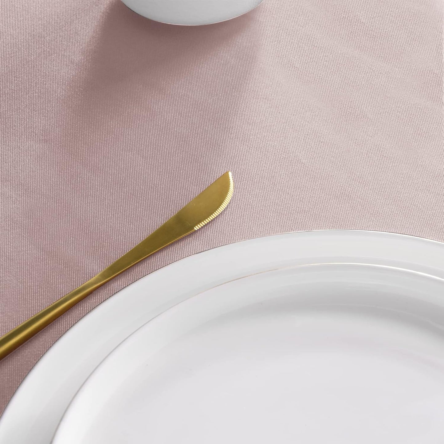 sancua Round Tablecloth - 80 Inch - Water Resistant Spill Proof Washable Polyester Table Cloth Decorative Fabric Table Cover for Dining Tables, Buffet Parties and Camping, Blush