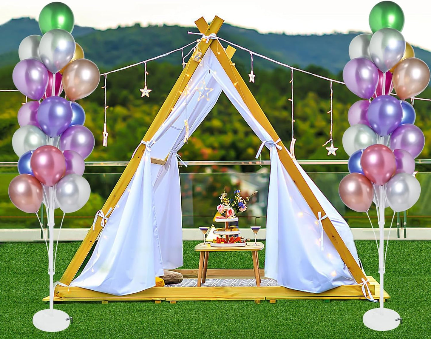 2 Sets of Balloon Stand Kit - 6ft Balloon Stands with Base, Balloon Sticks, Decorations for Party Birthday Wedding Baby Shower Gender Reveal Graduation
